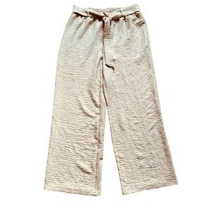 NYCC tan wide leg casual loose fit elastic waist resort beach pants size Large